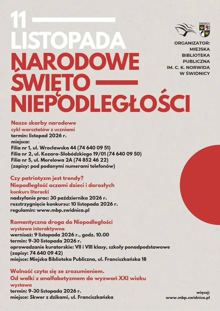 Świdnica czyta niepodległość. Biblioteka szykuje listopadowy program